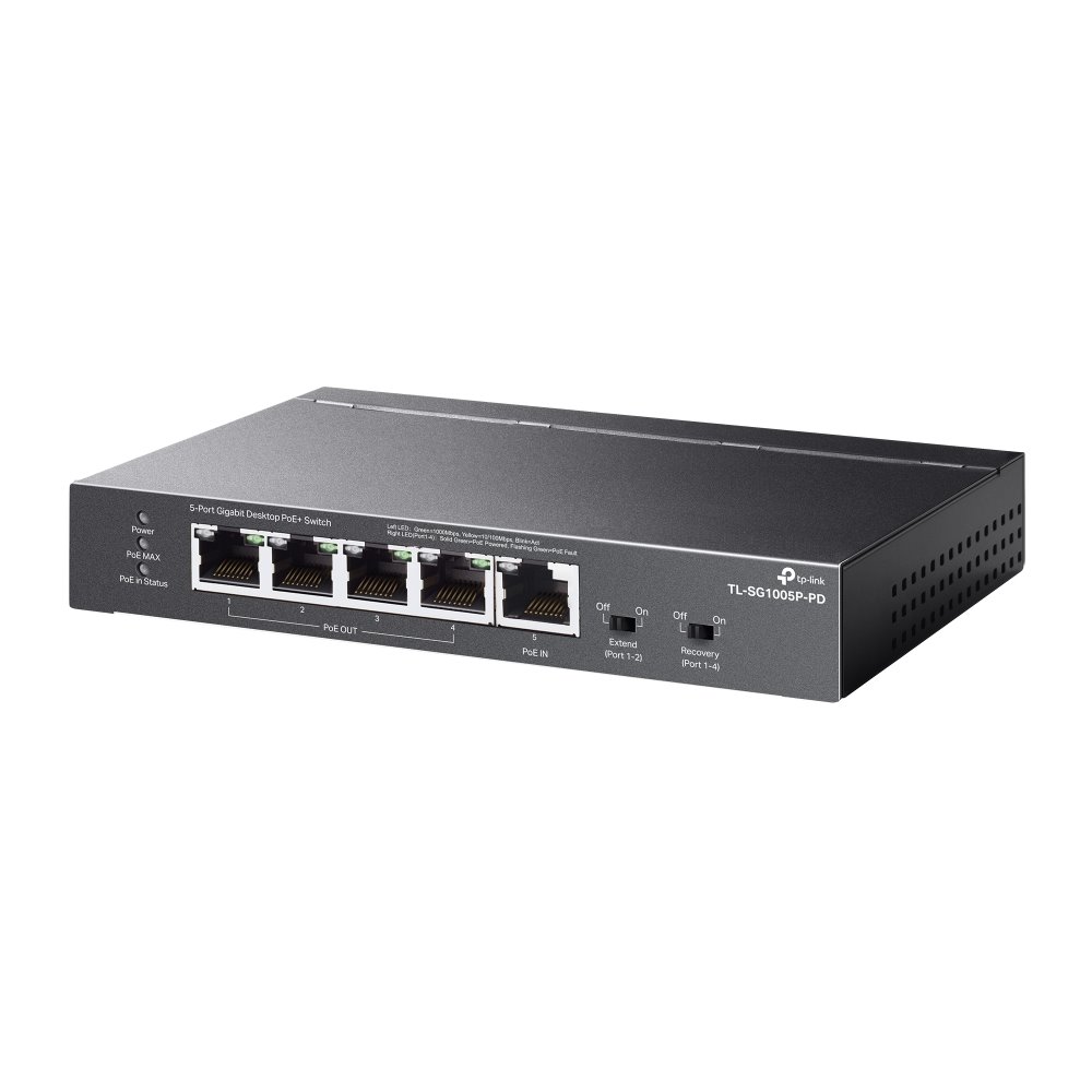 TP-link TL-SG1005P-PD Switch 5G (1x PoE in, 4x PoE out), Unmanaged, Desktop