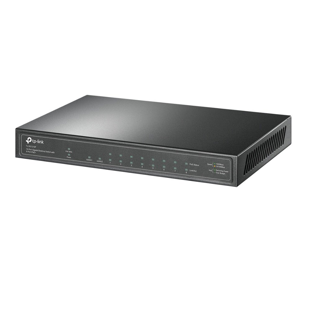 TP-link TL-SG1210P Switch 9G, 1SFP, 8x PoE+ (63W), Unmanaged, Desktop