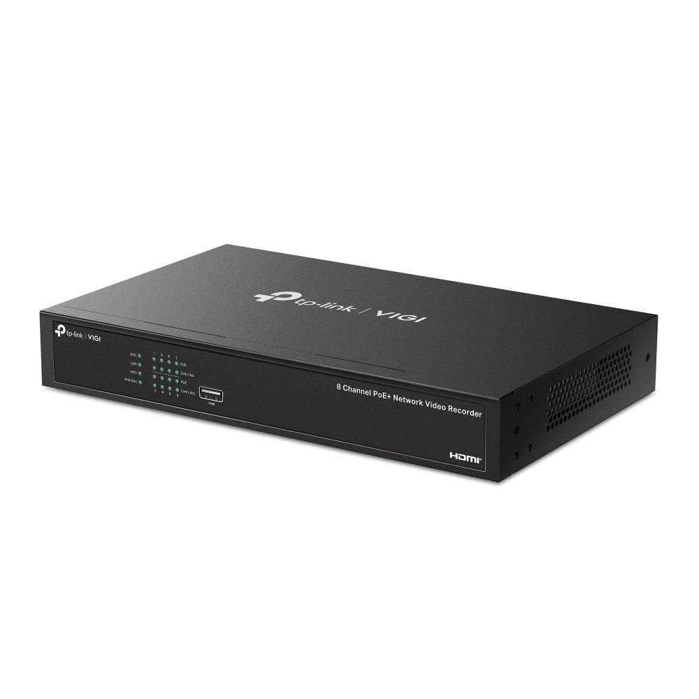 TP-link VIGI NVR1008H-8MP PoE NVR, 8 kanálů, H.265+, 80Mbps, 8PoE+ (113W), 1xSATA (10TB), Audio, 2xUSB 2.0, HDMI, VGA
