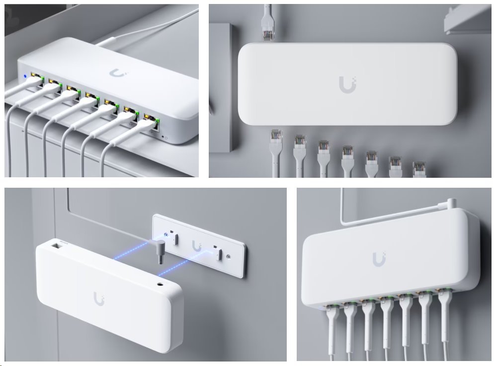 Ubiquiti Switch L2 UniFi USW-Ultra, 8-Port Gigabit, 7x PoE+-out, 1x PoE++ in, PoE budget 202W, s AC adaptérem