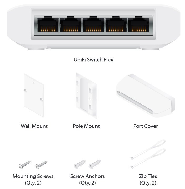 Ubiquiti Switch UniFi Compact Indoor/outdoor USW-FLEX, 5-Port Gigabit, 4x PoE-in / out