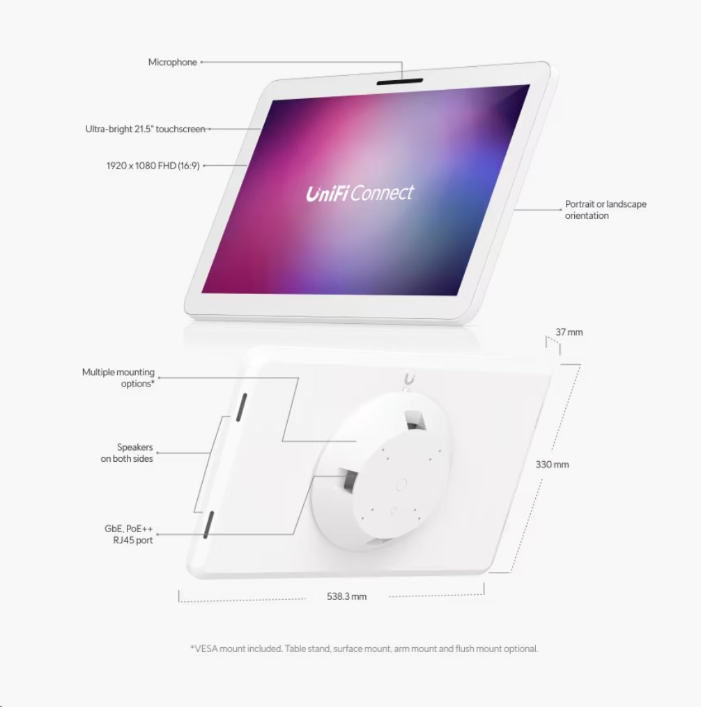 Ubiquiti UniFi Connect Display (UC-Display), 21,5" dotyk.displej Full HD, PoE++, pro aplikace digital signage