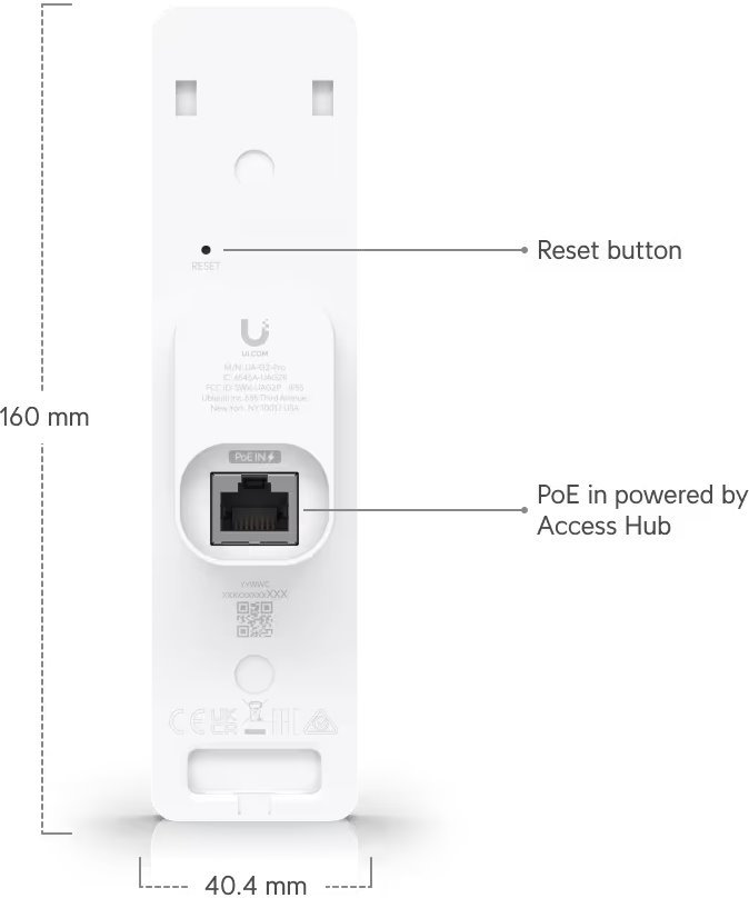 Ubiquiti UniFi Přístupová čtečka karet a intercom G2 Professional, NFC, PoE, PIN, LCD, IP55 rezistance, bílá