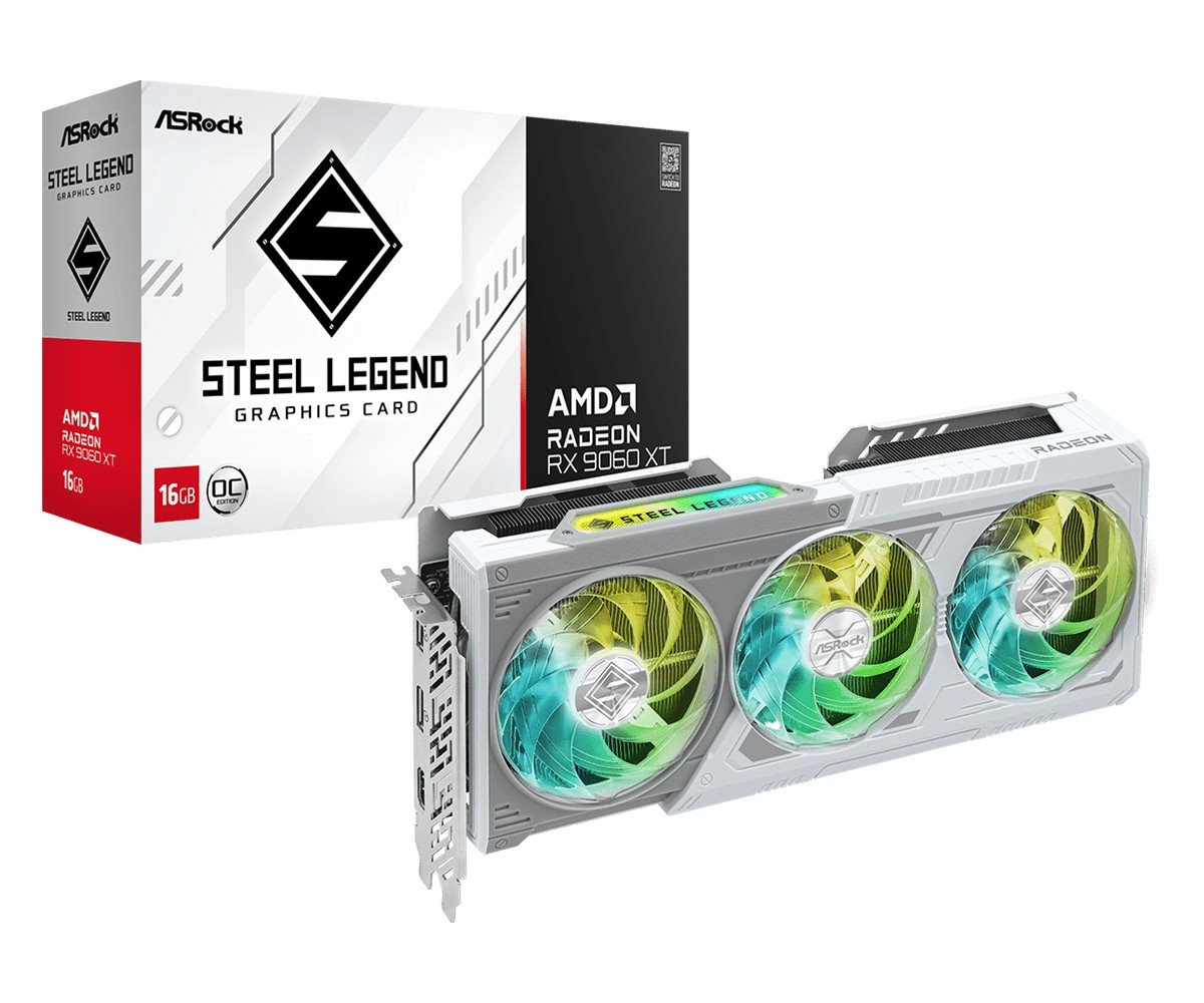 VGA Asrock Radeon RX 9060 XT Steel Legend 16GB OC GDDR6 White