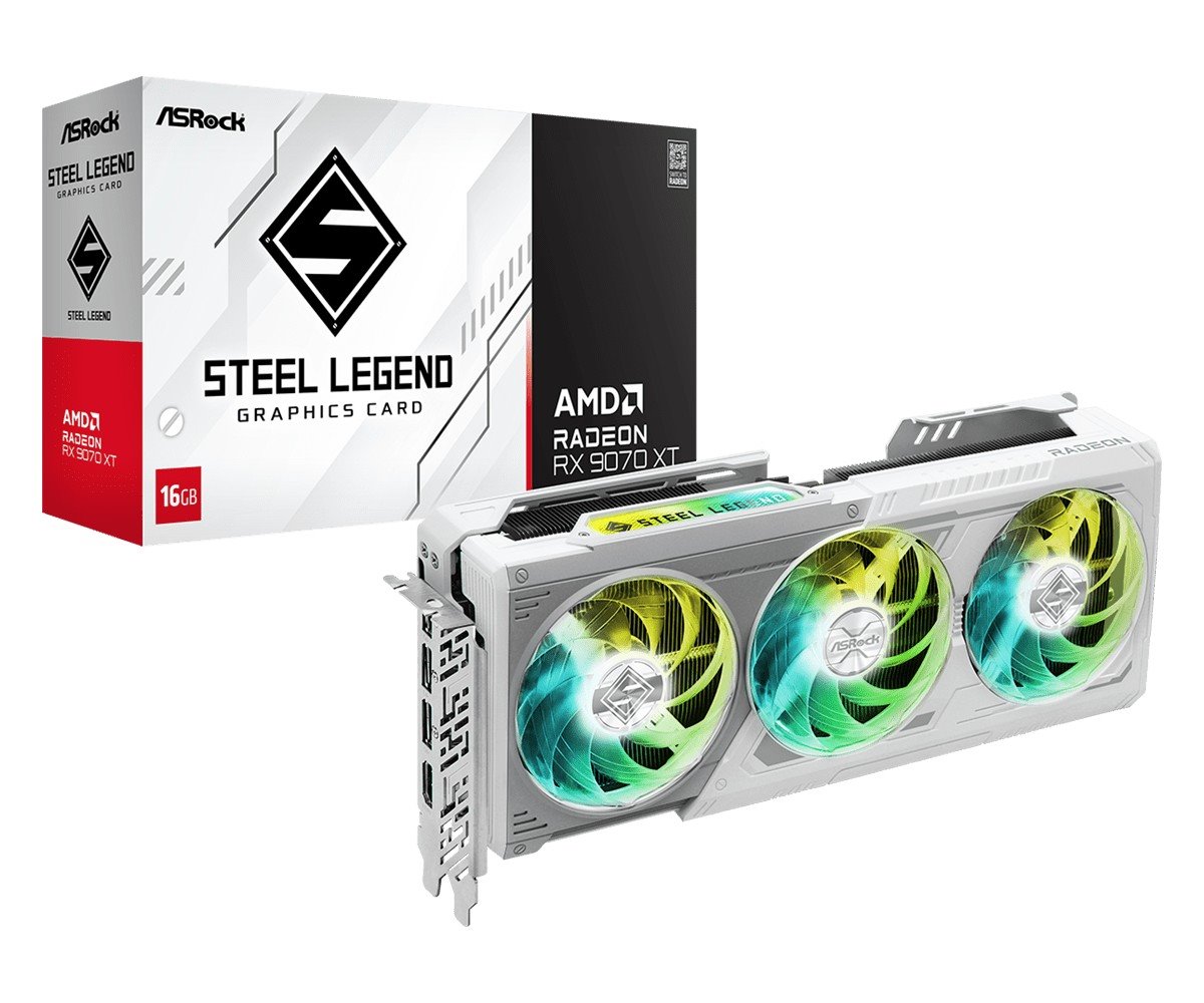 VGA Asrock Radeon RX 9070 XT Steel Legend 16G GDDR6 White