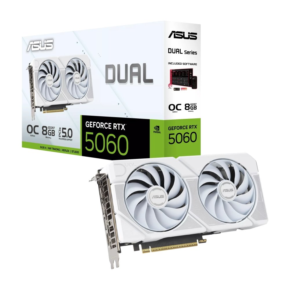 VGA ASUS Dual GeForce RTX 5060 8GB GDDR7 White OC