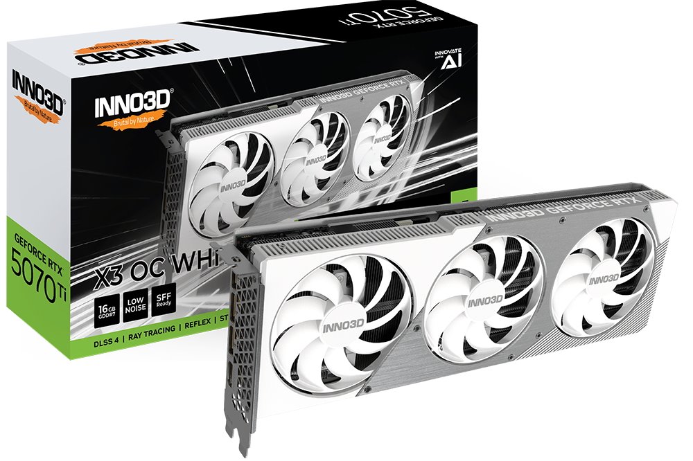 VGA INNO3D NVIDIA GeForce RTX 5070 Ti X3 OC 16GB GDDR7, White