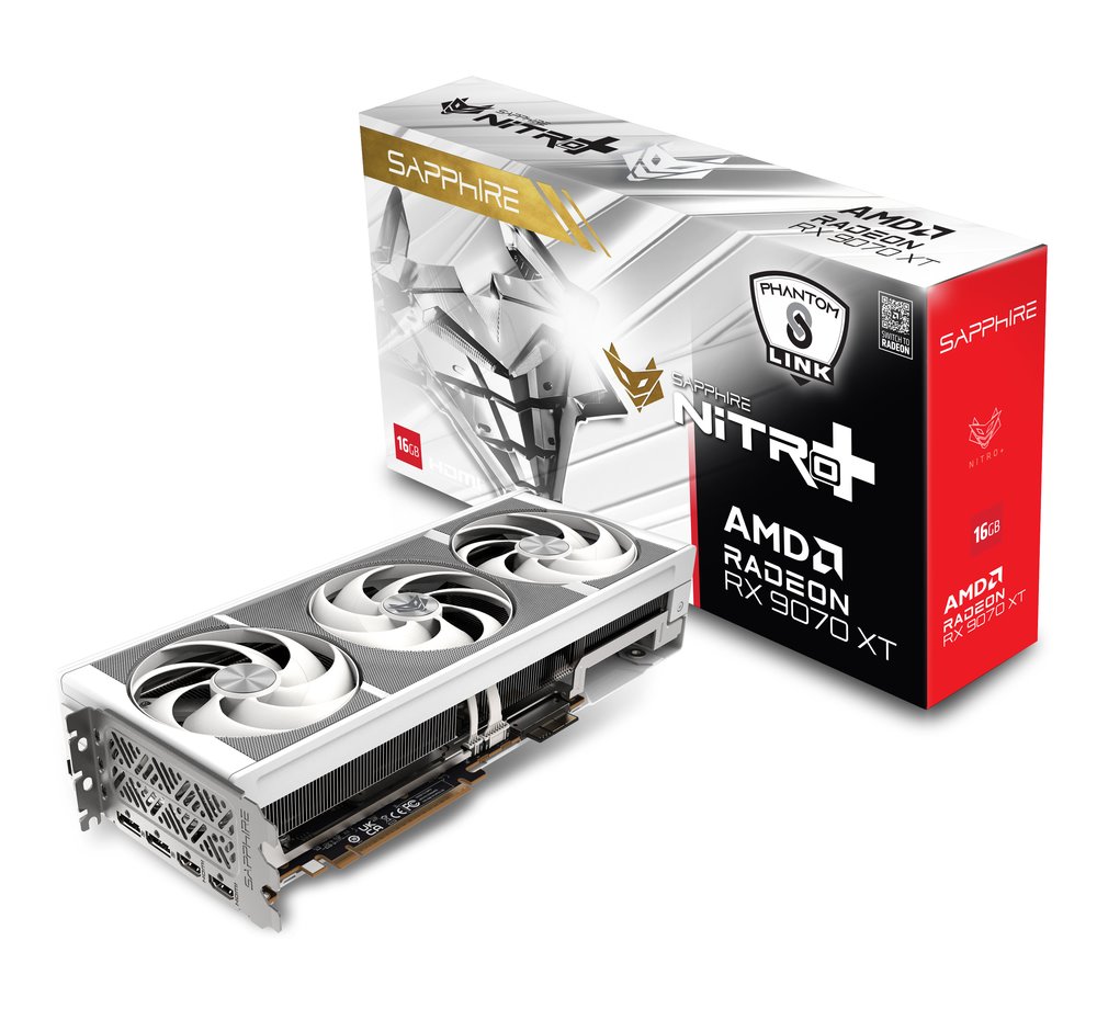 VGA SAPPHIRE NITRO+ AMD Radeon RX 9070 XT OC 16GB PhantomLink Polar, White