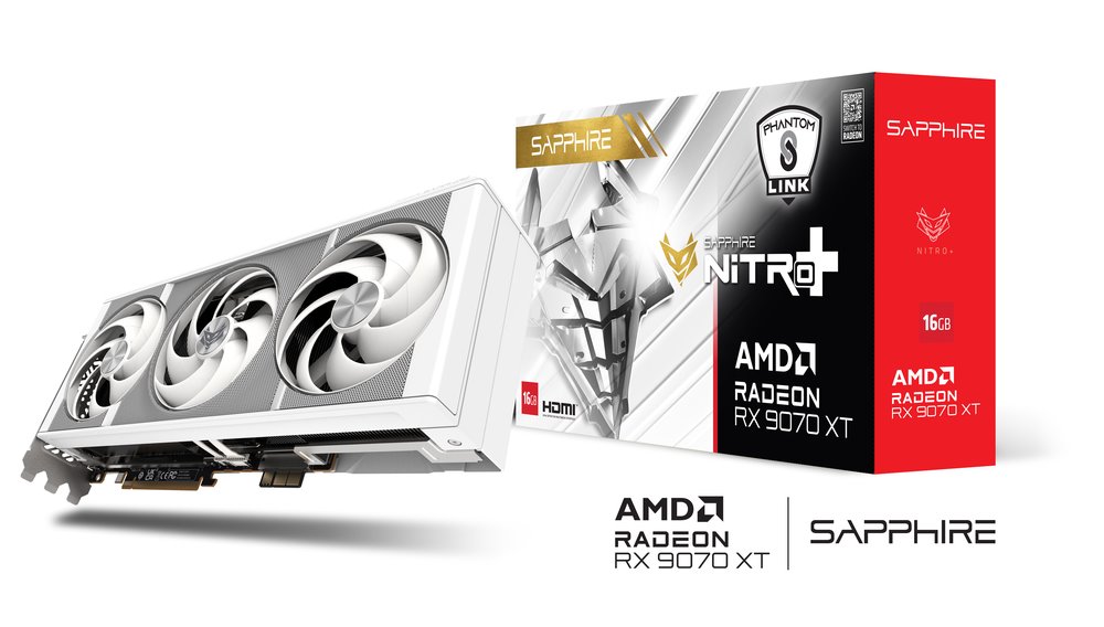 VGA SAPPHIRE NITRO+ AMD Radeon RX 9070 XT OC 16GB PhantomLink Polar, White