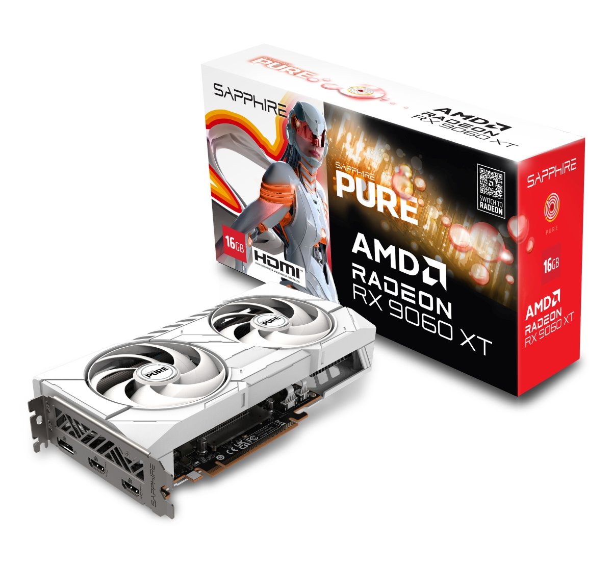 VGA SAPPHIRE PURE AMD Radeon RX 9060 XT OC 16GB, White (pošk. obal)
