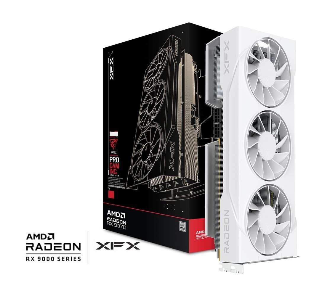 VGA XFX Swift AMD Radeon RX 9070 GRE 12GB GDDR6, Triple Fan Gaming, White