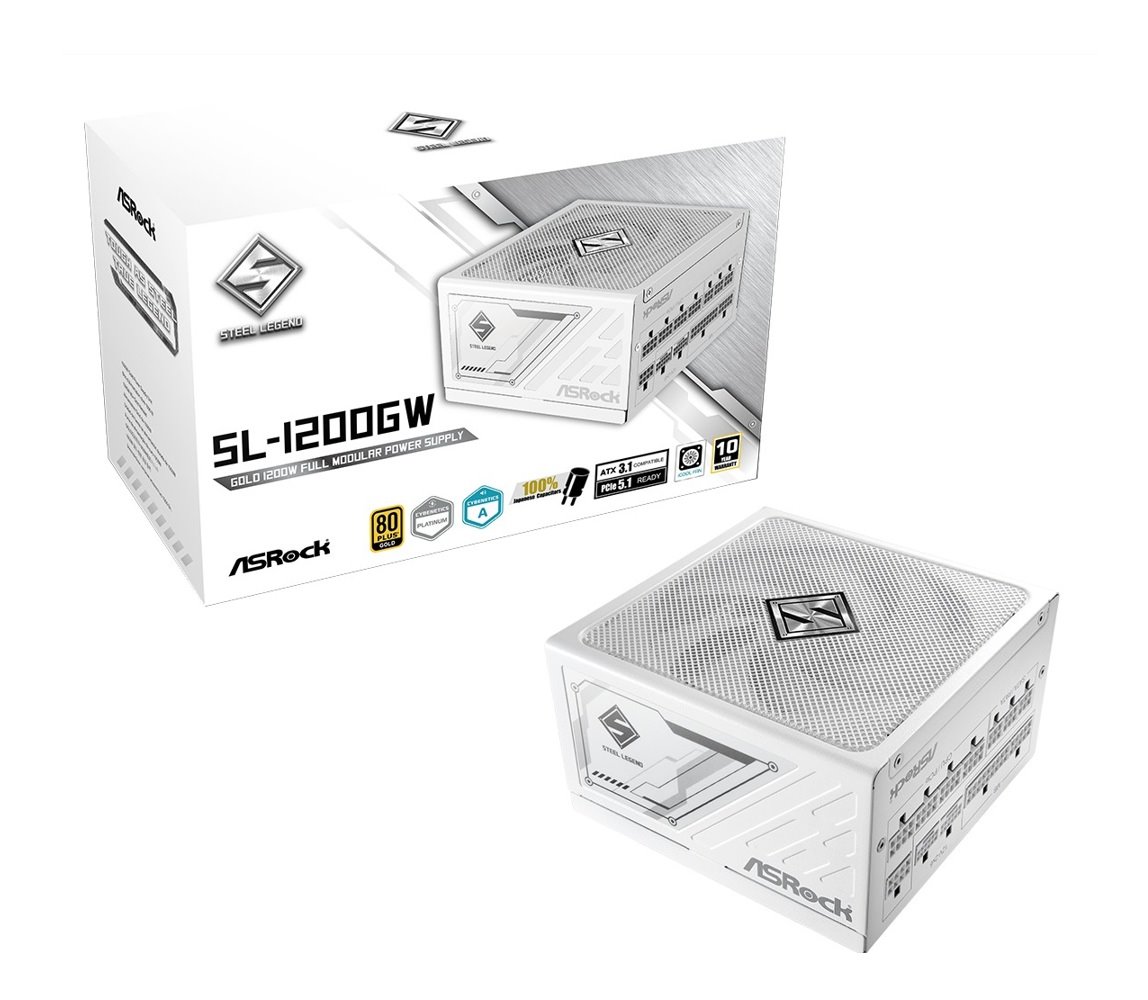 Zdroj Asrock Steel Legend SL-1200GW, 1200W, 80+ Gold, ATX 3.1, White, modular
