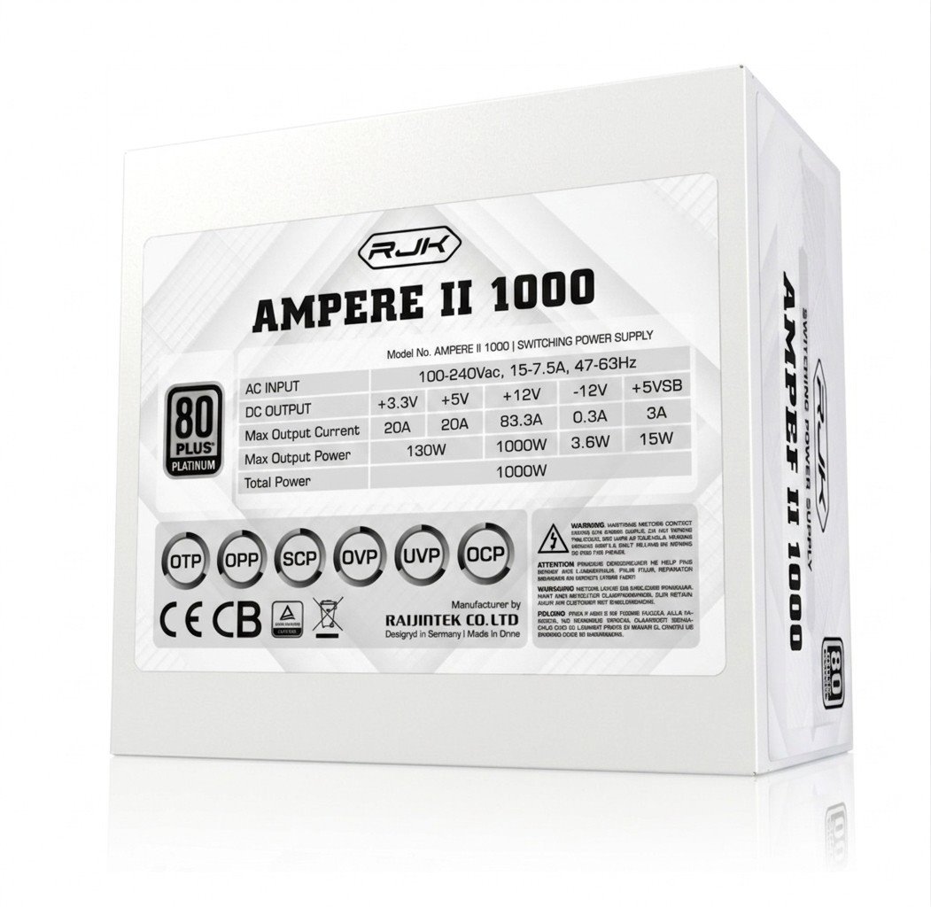 Zdroj Raijintek AMPERE II 1000 White ATX 3.1 - 1000W, 80+ Platinum, modular