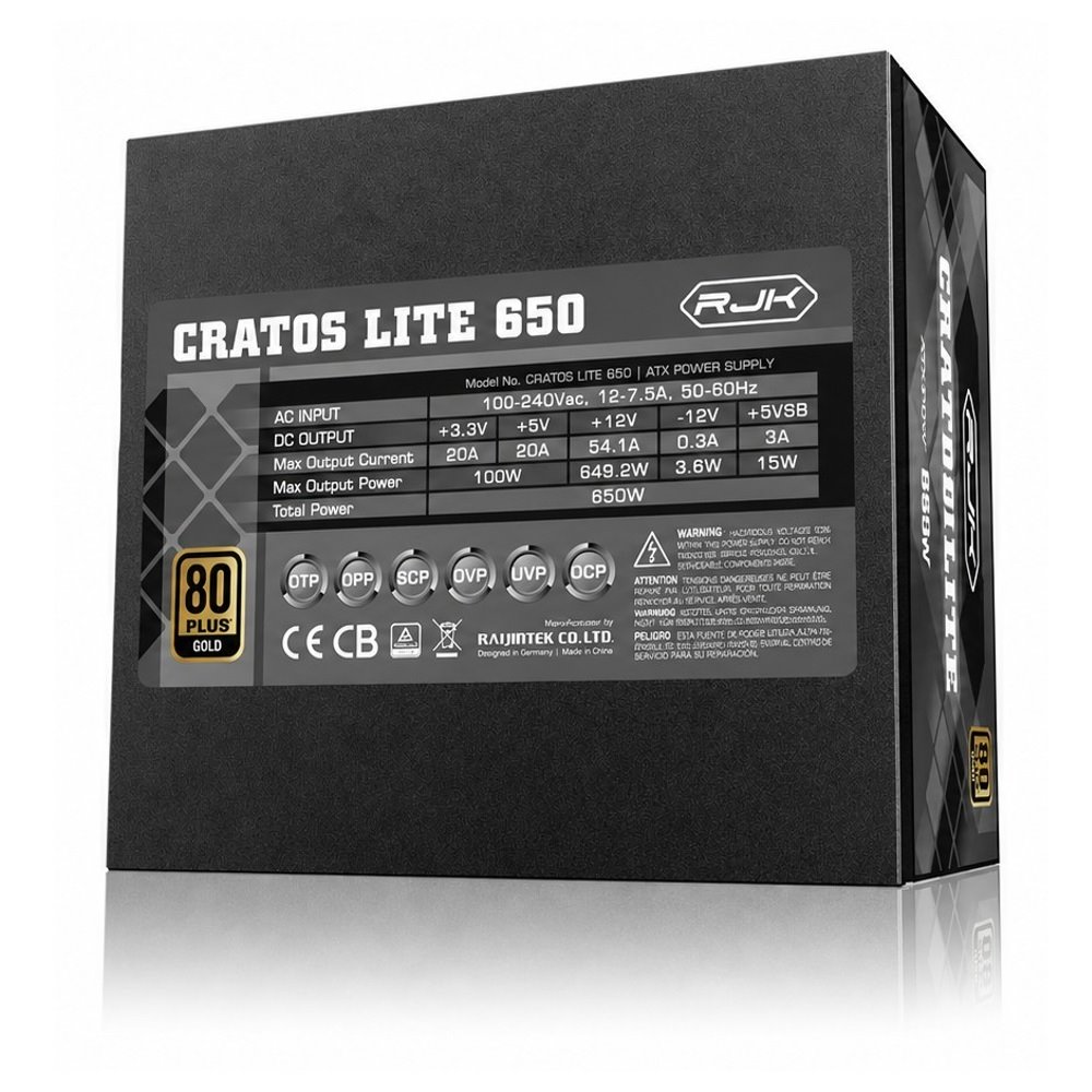 Zdroj Raijintek CRATOS LITE 650 ATX 3.1 - 650W, 80+ Gold