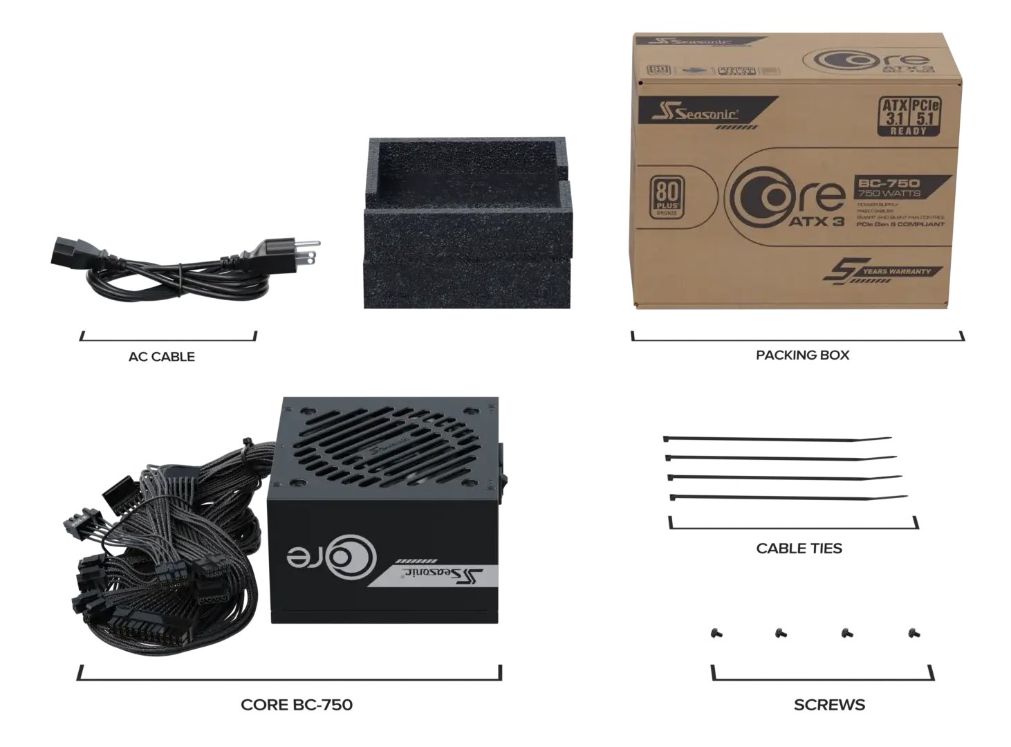 Zdroj Seasonic CORE BC-750 ATX 3.1 - 750W, 80+ Bronze