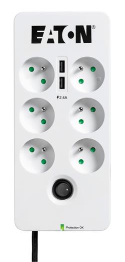 EATON Protection Box 6 USB FR, přepěťová ochrana, 6 výstupů, zatížení 10A - poškozená krabice