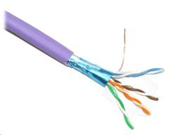 Elite kabel FTP Cat5e, drát, 4pár 24AWG, LSOH, Dca, čistá měď, 305m box, fialová
