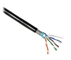 Elite venkovní kabel FTP Cat5e, drát, 4pár 24AWG, PE+PVC dvouplášt, 305m cívka, černá