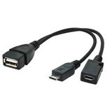 Gembird adaptér OTG USB (AF) / Micro-USB (BF) na Micro-USB (BM), kabel, 0.15 m
