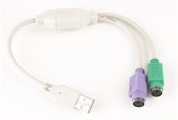 Gembird adaptér USB 2.0 (M) na PS/2, kabel, 0.3 m, bílý