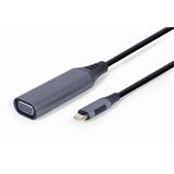 Gembird adaptér USB-C (M) na VGA (F), 0.15m kabel, šedý