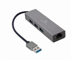 Gembird Hub USB 3.0 AM Gigabit network adaptér, 3-port