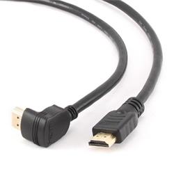 Gembird kabel HDMI High speed, 90° (M) na vodorovný (M), 19 pinové pozlacené konektory, 3 m, černý, bulk balení