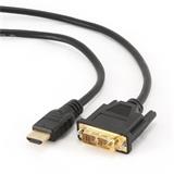 Gembird kabel HDMI (M) na DVI (M), single link pozlacené konektory, 7.5 m, černý, bulk balení