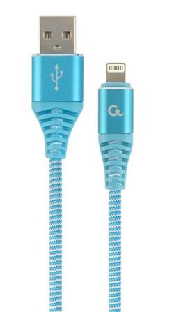 Gembird kábel nabíjací Lightning 8-pin (M) na USB 2.0 (M), prémiový, opletený, 2 m, modrý