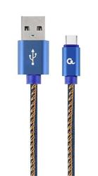 Gembird kabel nabíjecí USB-C (M) na USB 2.0 (M), opletený, 2m, džnovina