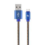 Gembird kabel nabíjecí USB-C (M) na USB 2.0 (M), opletený, 2m, džnovina