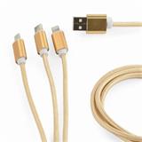Gembird nabíjecí kabel 3v1 splitter, Lightning (M) /microUSB (M) / USB-C (M) na USB 2.0 (M), 1 m, zlatý