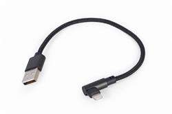 Gembird nabíjecí kabel Lightning 8-pin (M) 90° na USB 2.0 (M), 0.2 m, černý