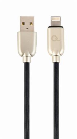Gembird nabíjecí kabel Lightning 8-pin (M) na USB 2.0 (M), prémiový, gumovo - opletený, 1 m, černý