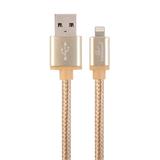 Gembird nabíjecí kabel Lightning 8-pin (M) na USB 2.0 (M), prémiový, opletený, metal konektory, 1.8 m, zlatý