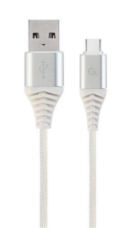 Gembird nabíjecí kabel USB-C (M) na USB 2.0 (M), prémiový, opletený, 2 m, bílý