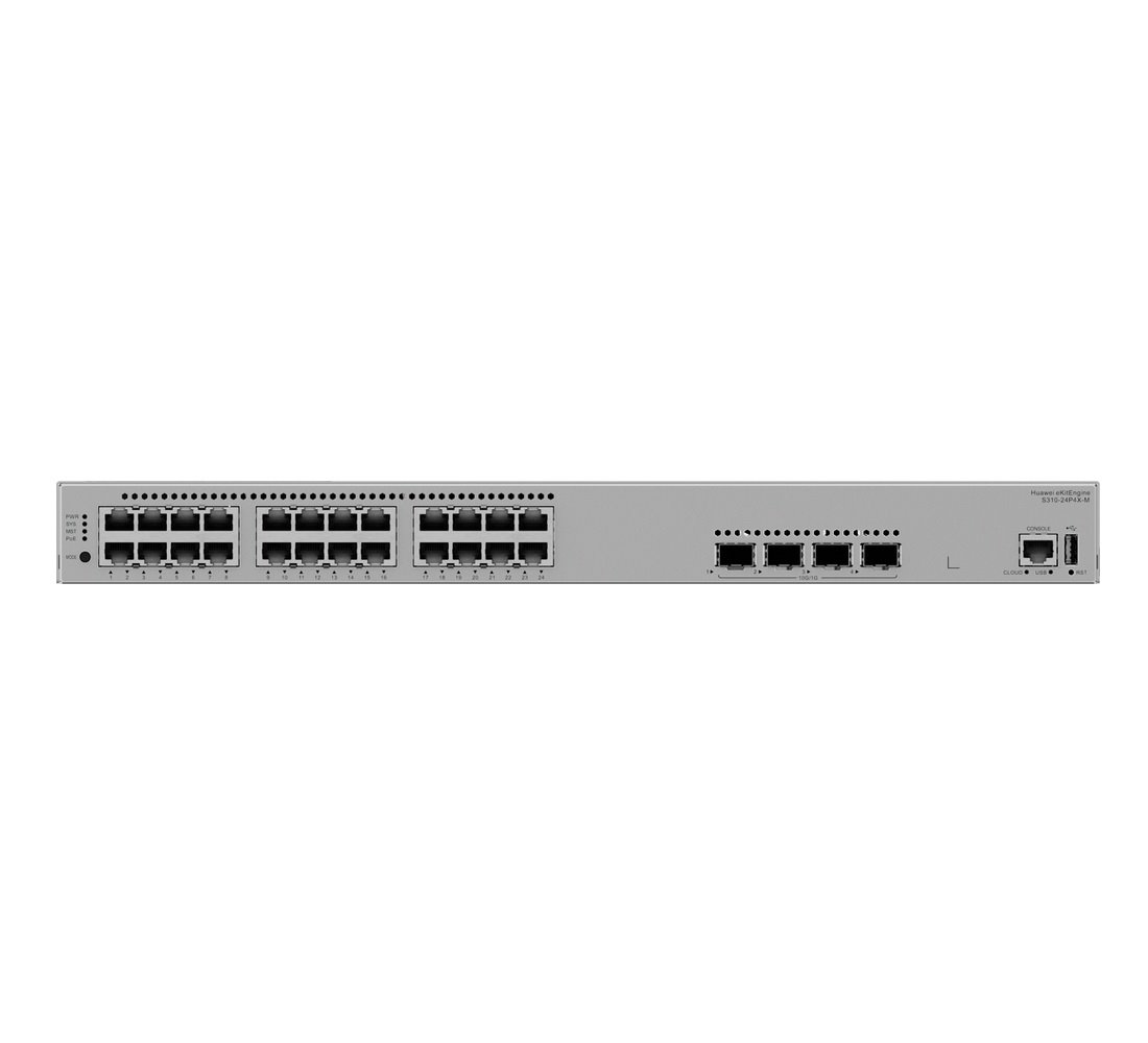 Huawei S310-24P4X-M Switch 24G PoE+, 4SFP+, L3 Managed, modulární napájení, Rack