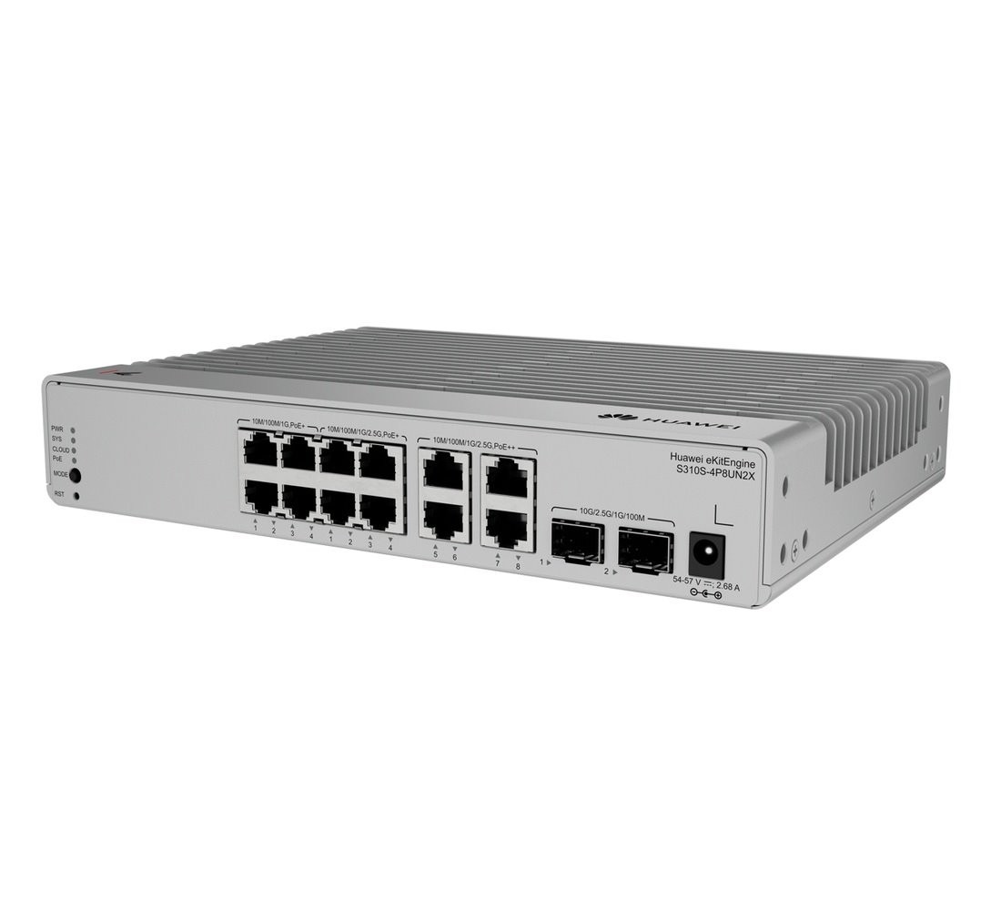 Huawei S310S-4P8UN2X Switch 4G PoE, 8x 2.5G PoE, 2SFP+, L3 Cloud Managed, Desktop