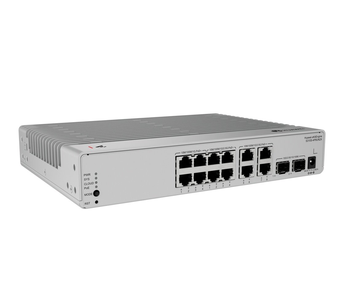 Huawei S310S-4P8UN2X Switch 4G PoE, 8x 2.5G PoE, 2SFP+, L3 Cloud Managed, Desktop