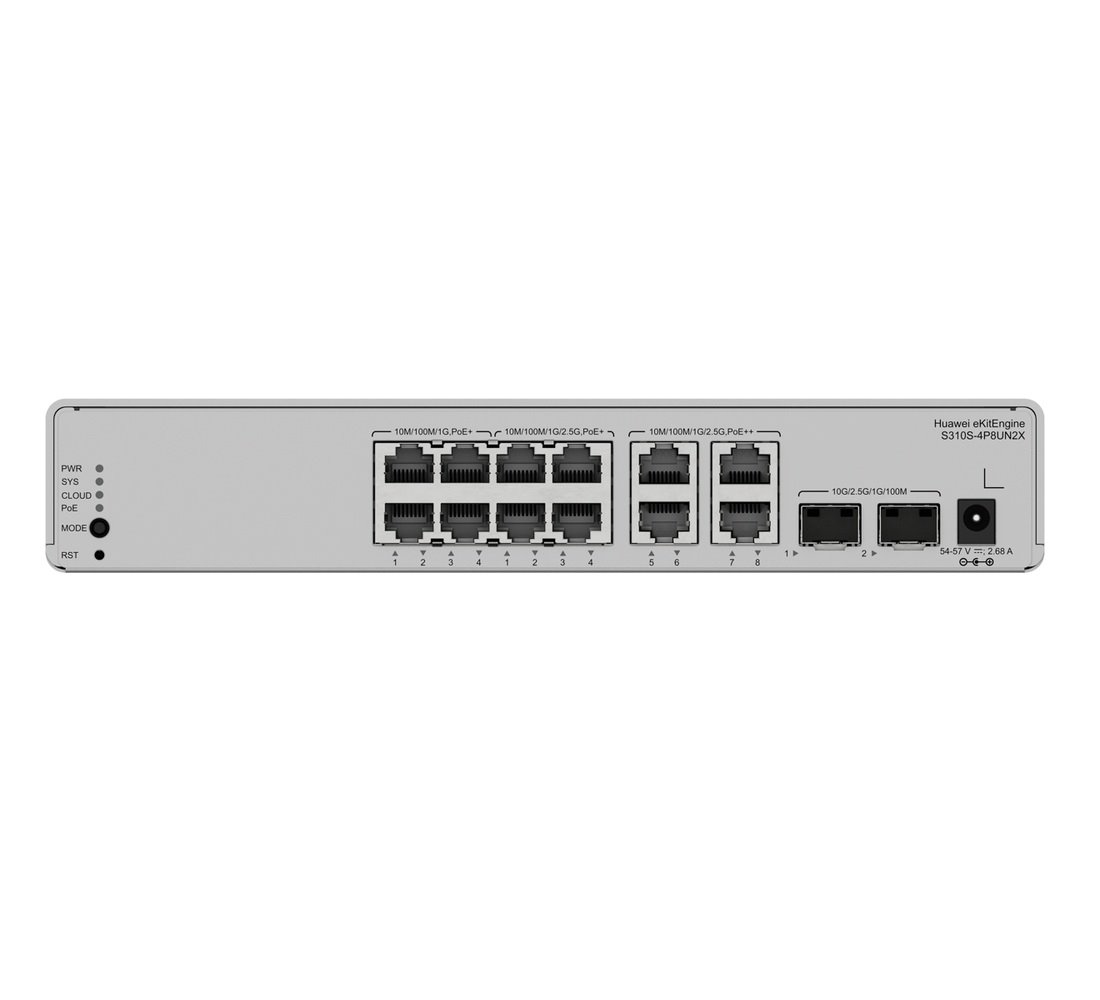 Huawei S310S-4P8UN2X Switch 4G PoE, 8x 2.5G PoE, 2SFP+, L3 Cloud Managed, Desktop