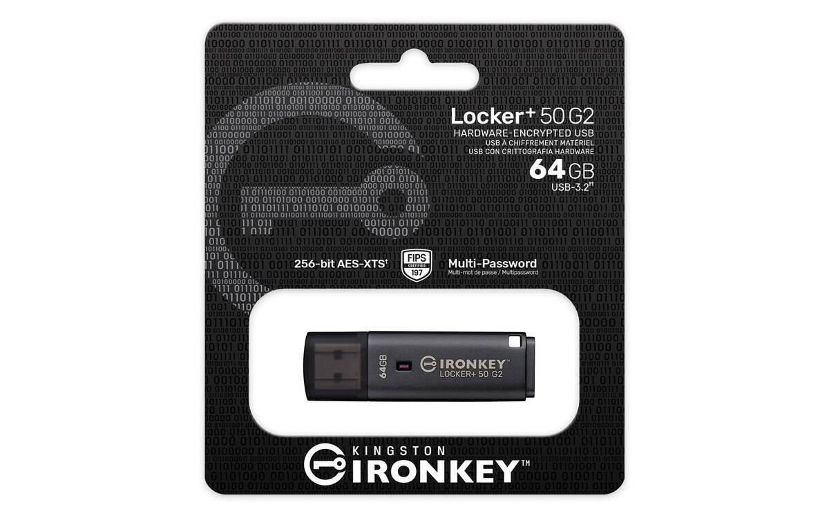 Kingston flash disk 64GB IronKey Locker+ 50 G2 FIPS 197 AES-256