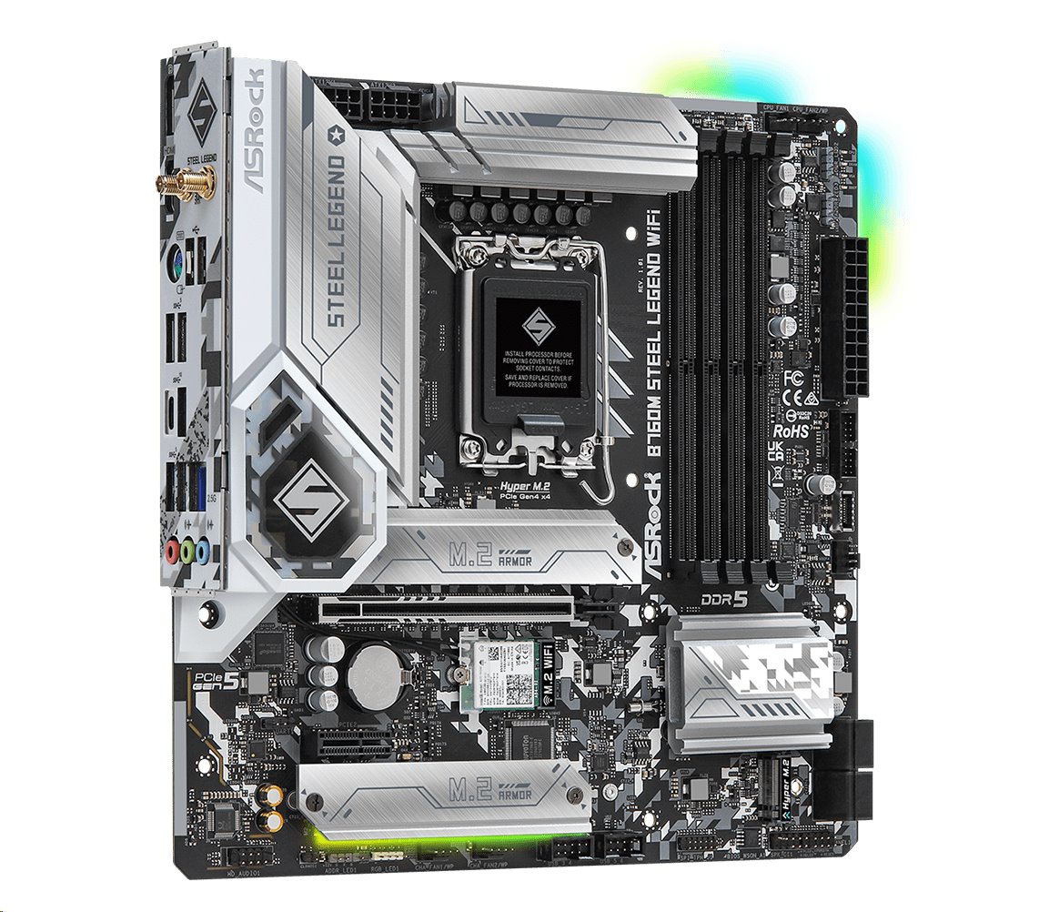 MB Asrock B760M STEEL LEGEND WIFI /LGA1700/4xDDR5/M.2/W6E+BT5.3/HDMI/DP/eDP/mATX
