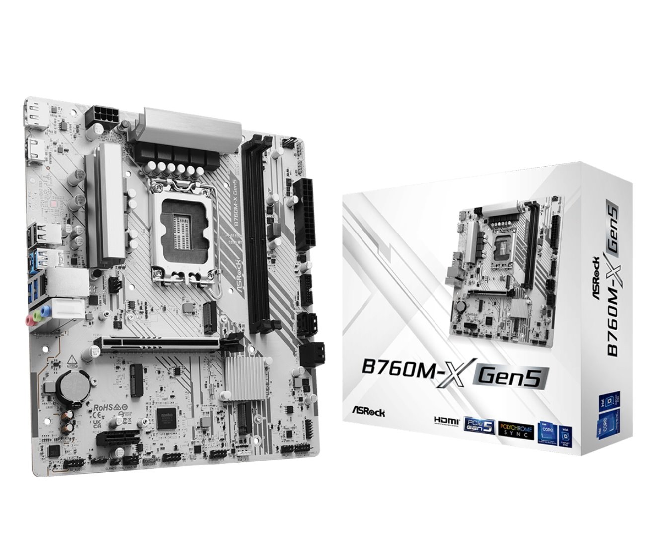 MB Asrock B760M-X GEN5 /LGA1700/2xDDR5/M.2/HDMI/DP/mATX/White