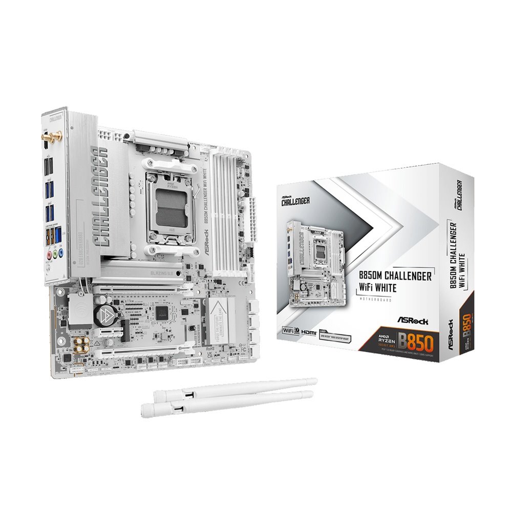 MB Asrock B850M Challenger WIFI White /AM5/4xDDR5/M.2/W7+BT5.4/HDMI/mATX, White