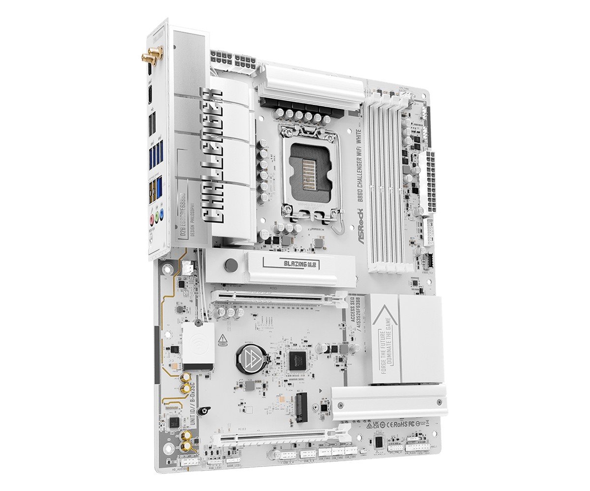 MB Asrock B860 CHALLENGER WIFI WHITE /LGA1851/4xDDR5/M.2/W7+BT5.4/HDMI/ATX, White