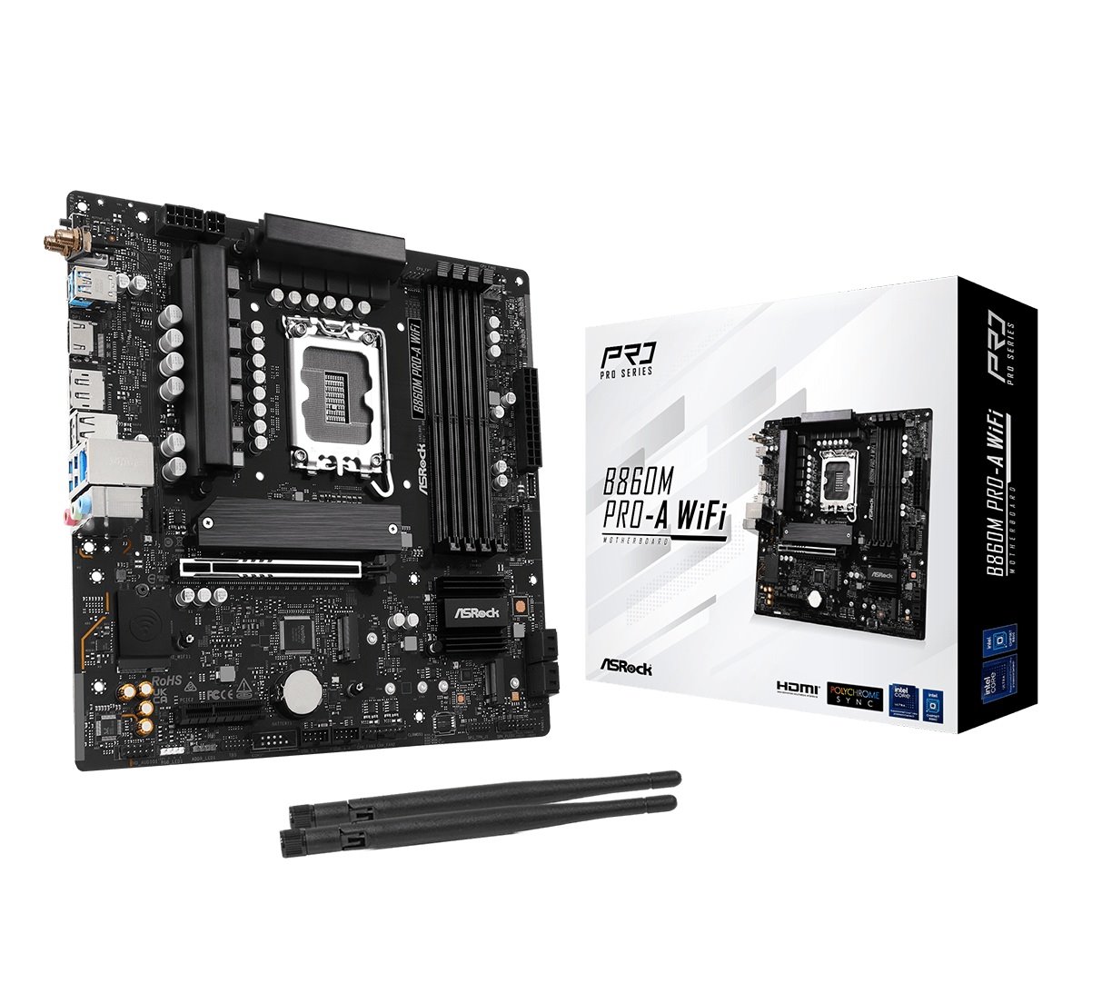 MB Asrock B860M PRO-A WIFI /LGA1851/4xDDR5/M.2/W6E+BT5.3/HDMI/DP/mATX