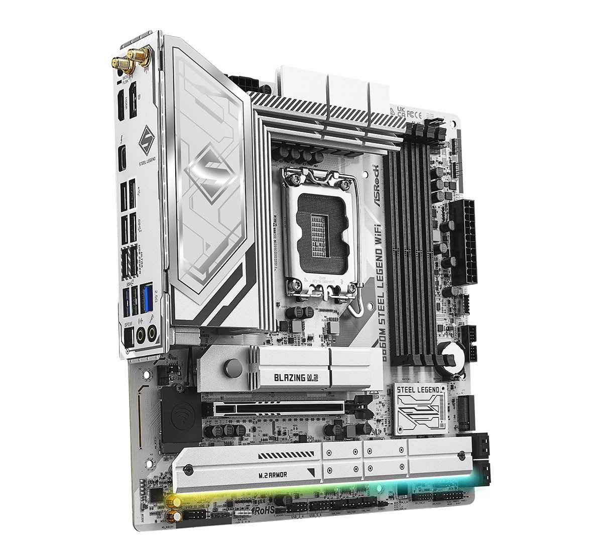 MB Asrock B860M STEEL LEGEND WIFI /LGA1851/4xDDR5/M.2/W6E+BT5.3/HDMI/DP/TB4/mATX/White