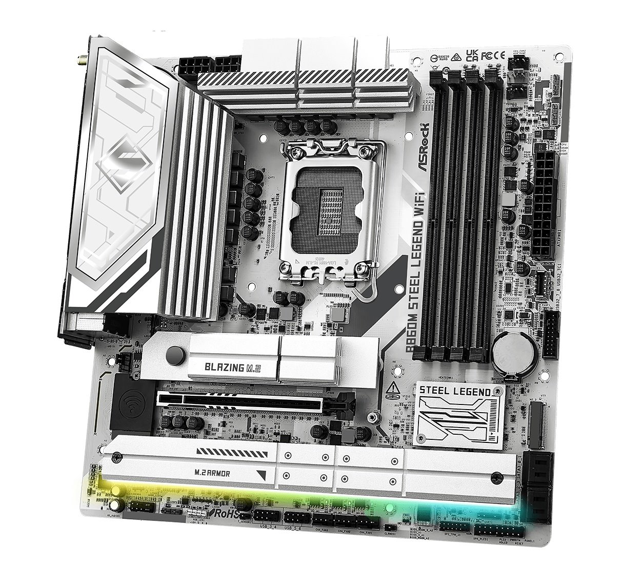 MB Asrock B860M STEEL LEGEND WIFI /LGA1851/4xDDR5/M.2/W6E+BT5.3/HDMI/DP/TB4/mATX/White