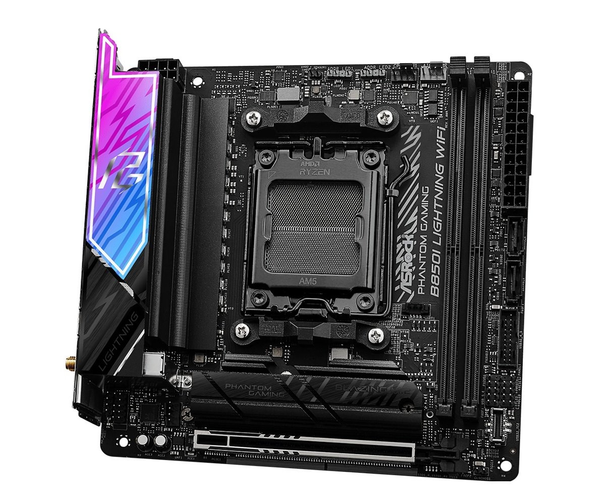 MB Asrock Phantom Gaming B850I Lightning WIFI /AM5/2xDDR5/M.2/W6E+BT5.2/HDMI/USB-C/mITX