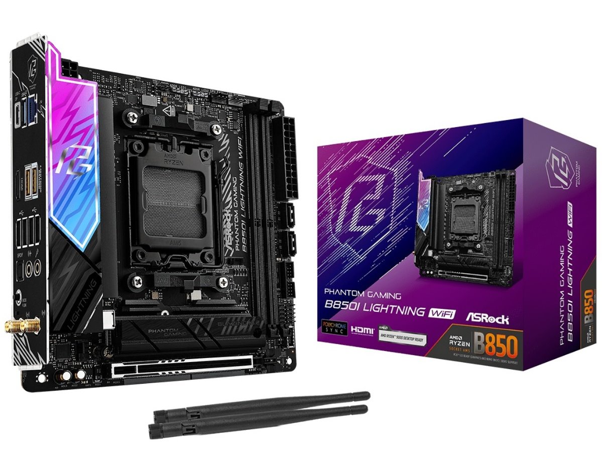 MB Asrock Phantom Gaming B850I Lightning WIFI /AM5/2xDDR5/M.2/W6E+BT5.2/HDMI/USB-C/mITX